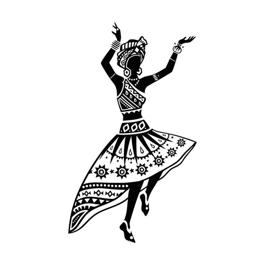 Wall Decals Paster Paper African Woman Dancer Native Turban Girl Store Decoration