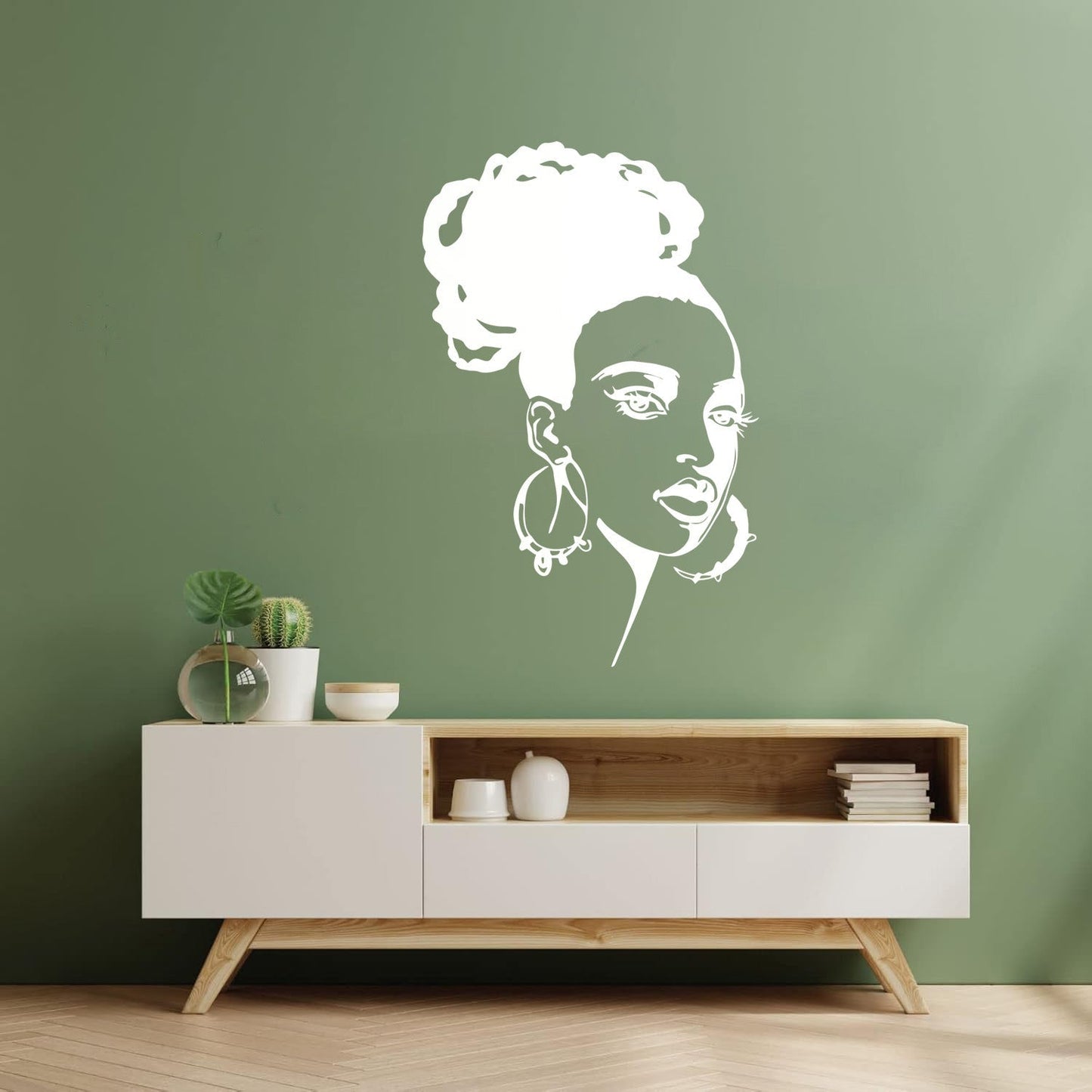 Wall Stickers Beautiful African Girl Face Fashion Model Beauty Salon Multiple Size Options