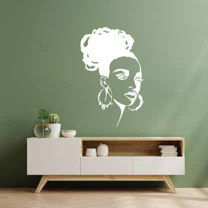 Wall Stickers Beautiful African Girl Face Fashion Model Beauty Salon Multiple Size Options