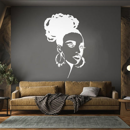 Wall Stickers Beautiful African Girl Face Fashion Model Beauty Salon Multiple Size Options