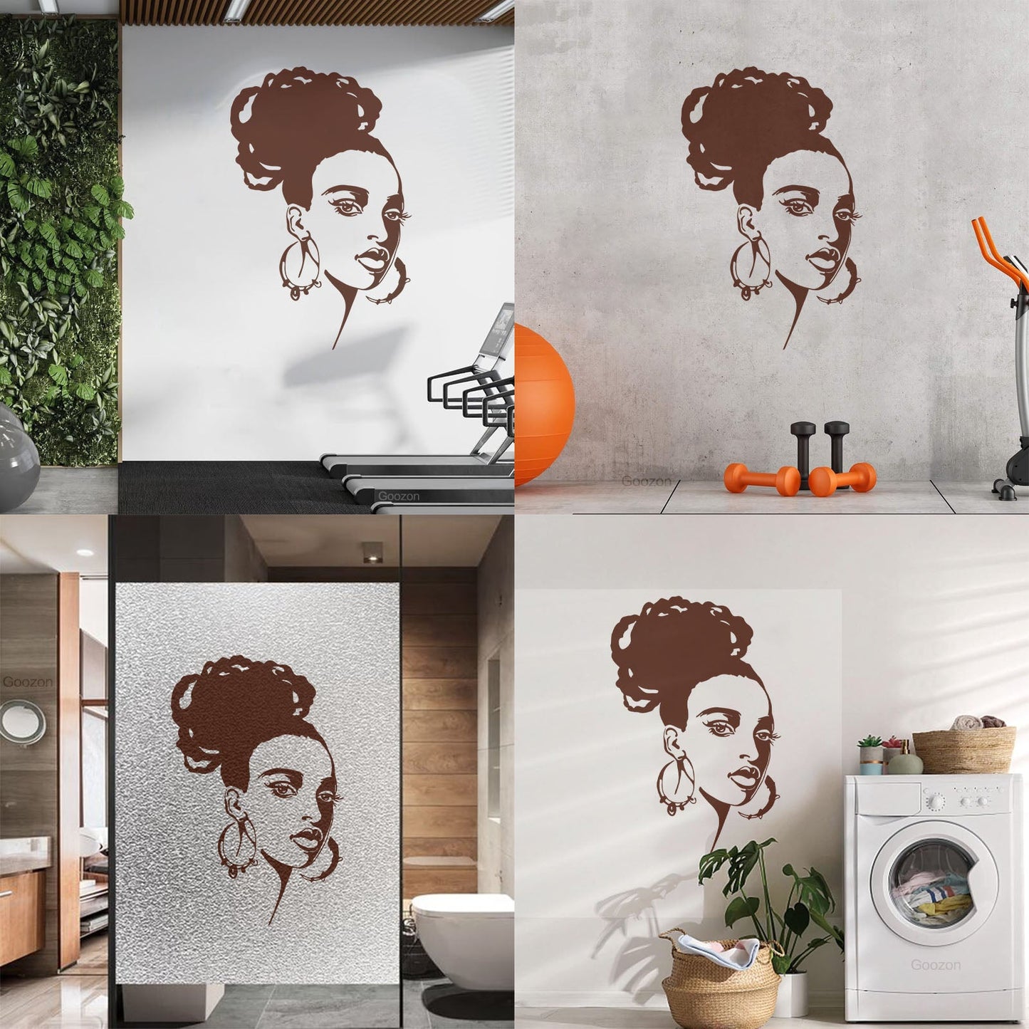 Wall Stickers Beautiful African Girl Face Fashion Model Beauty Salon Multiple Size Options