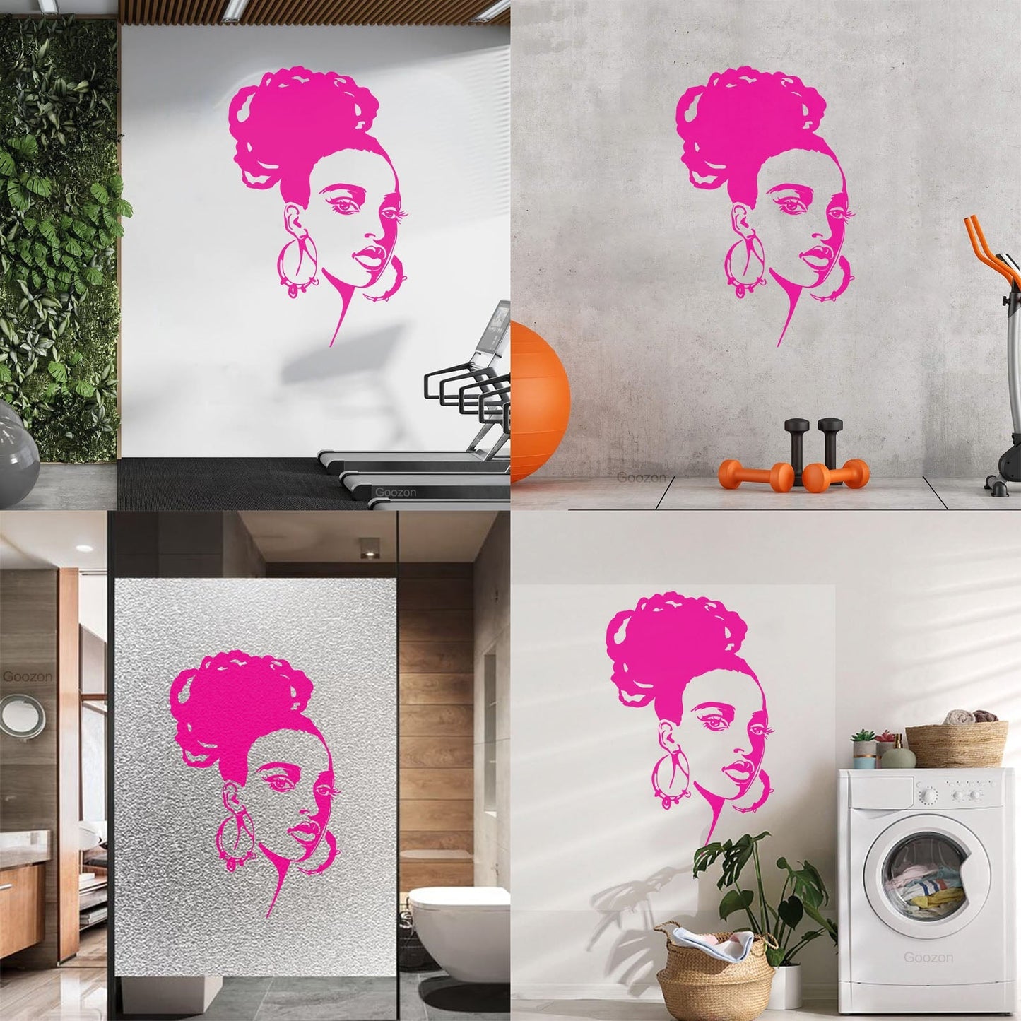 Wall Stickers Beautiful African Girl Face Fashion Model Beauty Salon Multiple Size Options