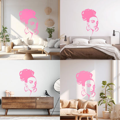 Wall Stickers Beautiful African Girl Face Fashion Model Beauty Salon Multiple Size Options