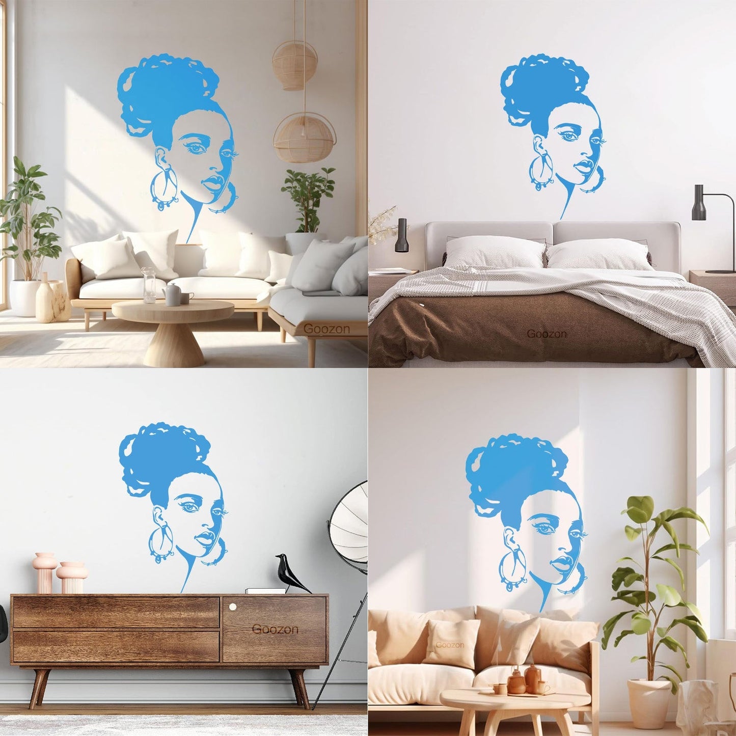 Wall Stickers Beautiful African Girl Face Fashion Model Beauty Salon Multiple Size Options