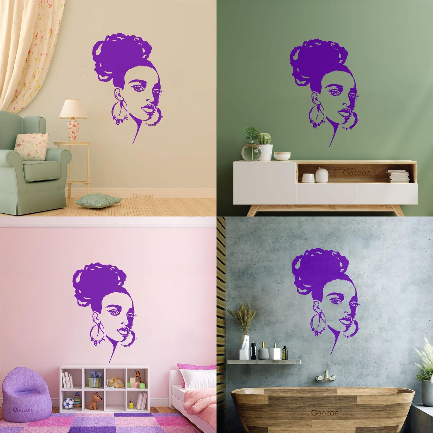 Wall Stickers Beautiful African Girl Face Fashion Model Beauty Salon Multiple Size Options