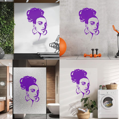 Wall Stickers Beautiful African Girl Face Fashion Model Beauty Salon Multiple Size Options