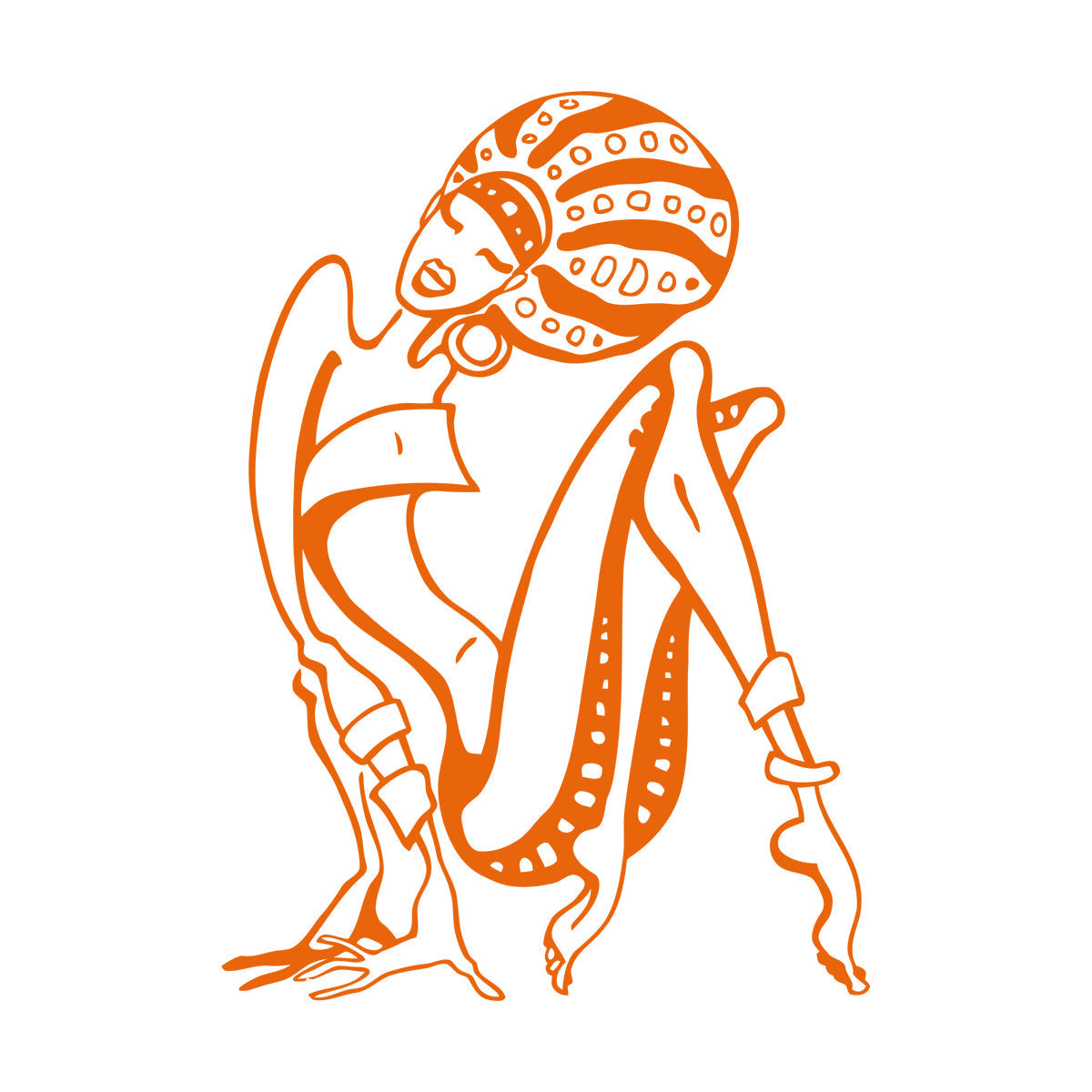 Fine Carving Stickers Cartoon African Woman Abstract Girl Multi Color Selection