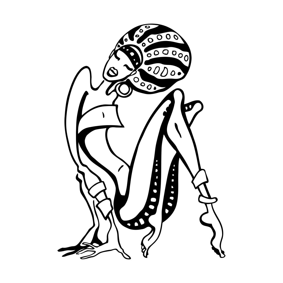 Fine Carving Stickers Cartoon African Woman Abstract Girl Multi Color Selection