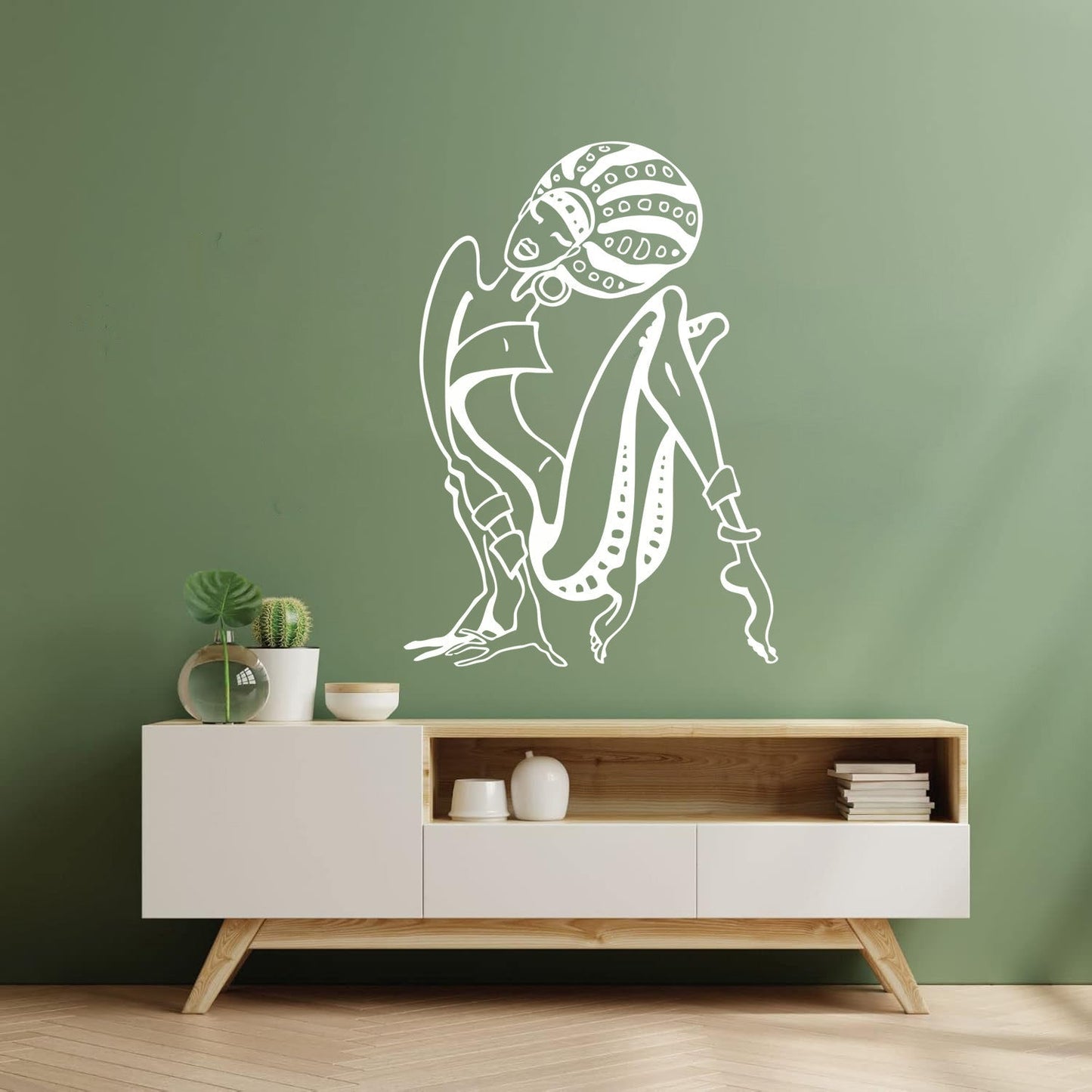 Fine Carving Stickers Cartoon African Woman Abstract Girl Multi Color Selection