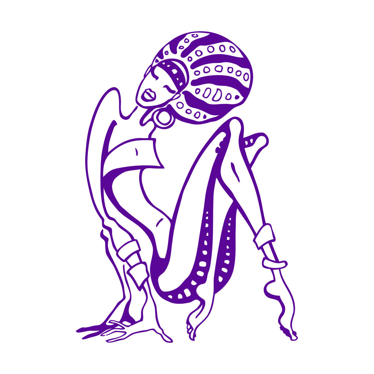 Fine Carving Stickers Cartoon African Woman Abstract Girl Multi Color Selection