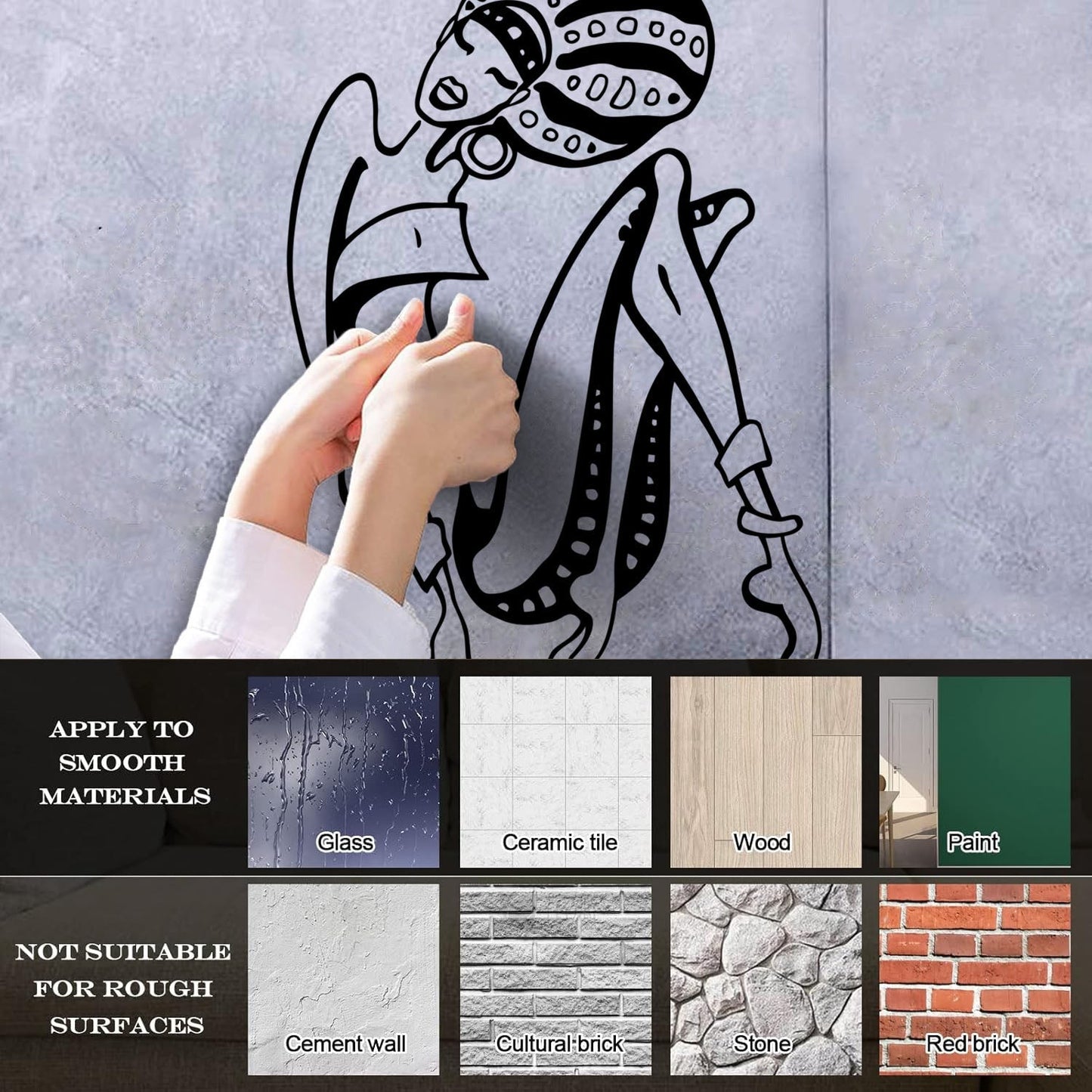 Fine Carving Stickers Cartoon African Woman Abstract Girl Multi Color Selection