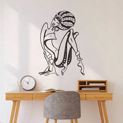 Fine Carving Stickers Cartoon African Woman Abstract Girl Multi Color Selection