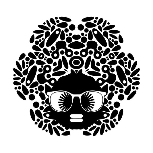 Wall Stickers Cartoon Woman African Girl Hairstyle Sunglasses Equipped With Transfer Film Kit