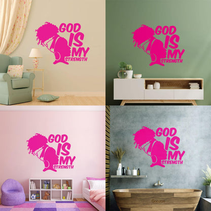 Wall Decals Paster Paper Africa God Is My Strength Afro Girl African Woman Can Modify And Add Information