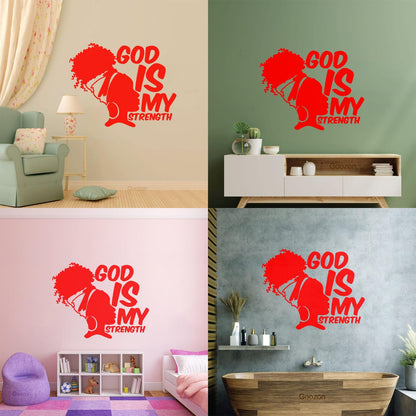 Wall Decals Paster Paper Africa God Is My Strength Afro Girl African Woman Can Modify And Add Information