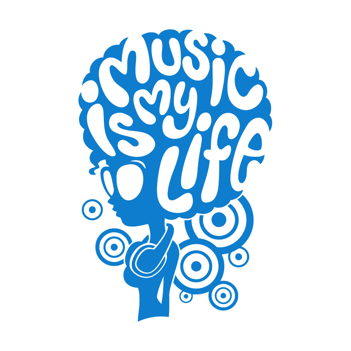 Vinyl Wall Stickers Music Lover Headphones African Girl Hairstyle Words Art Decoration