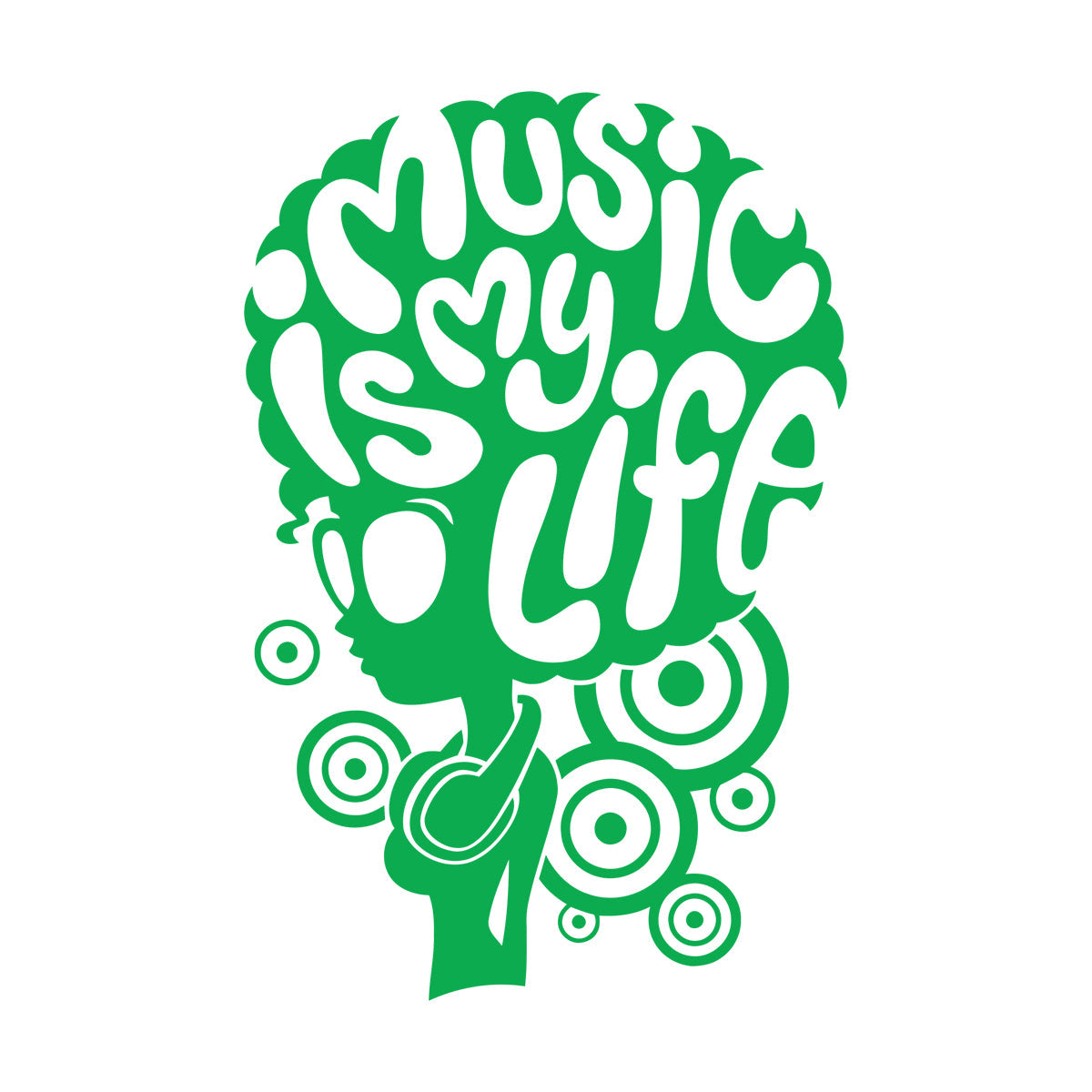 Vinyl Wall Stickers Music Lover Headphones African Girl Hairstyle Words Art Decoration