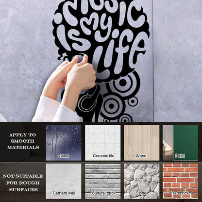 Vinyl Wall Stickers Music Lover Headphones African Girl Hairstyle Words Art Decoration