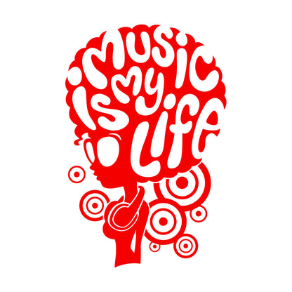 Vinyl Wall Stickers Music Lover Headphones African Girl Hairstyle Words Art Decoration