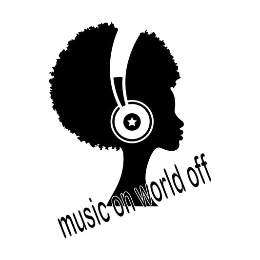 Wall Decals Music On World Off Inspirational Quote Words African Girl Headphones Wall Beautification
