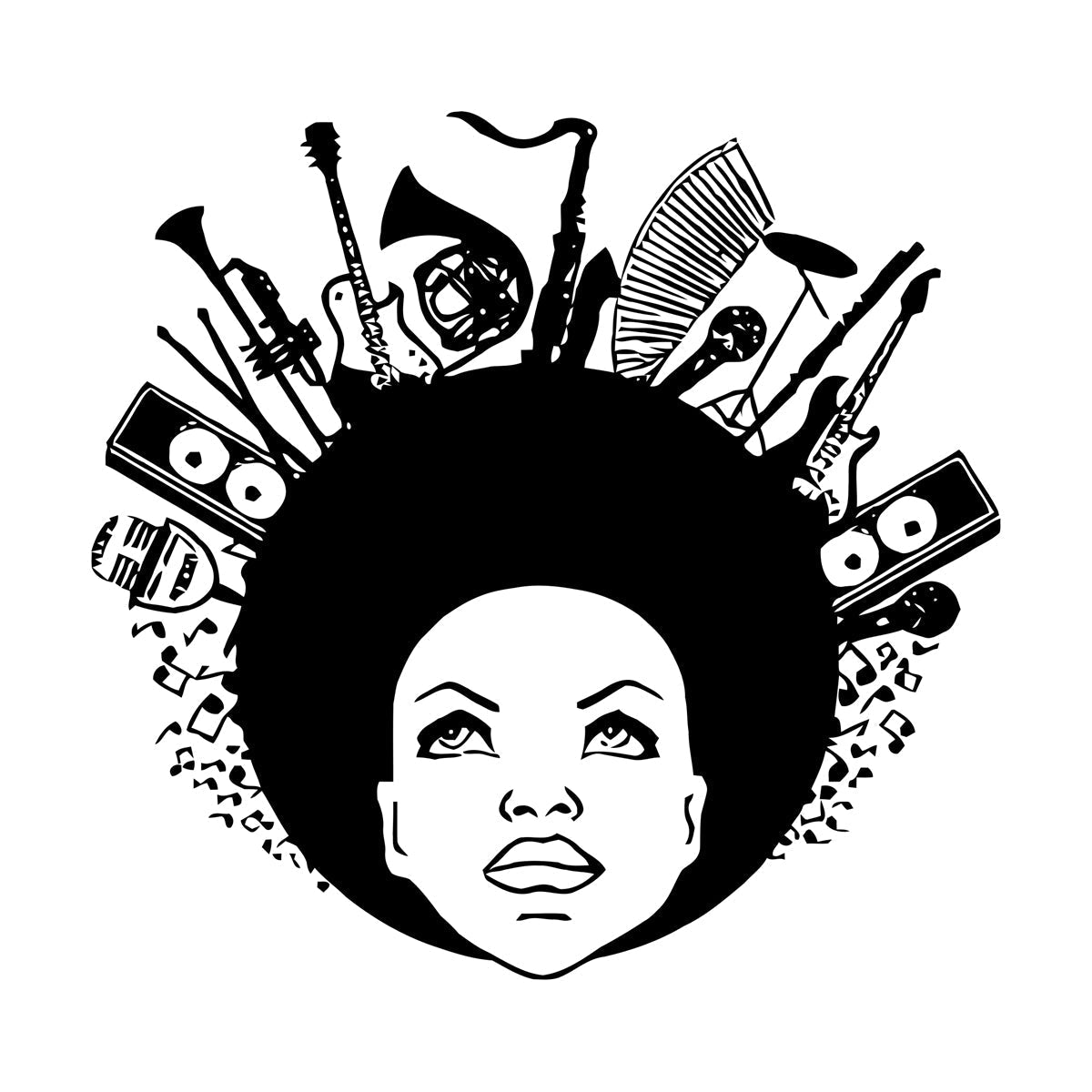 Engraving Stickers Music African American Girl Equipped With Transfer Film Kit