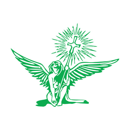 Lettering Decals Angel Holding Christian Holy Cross Religious Easy Installation