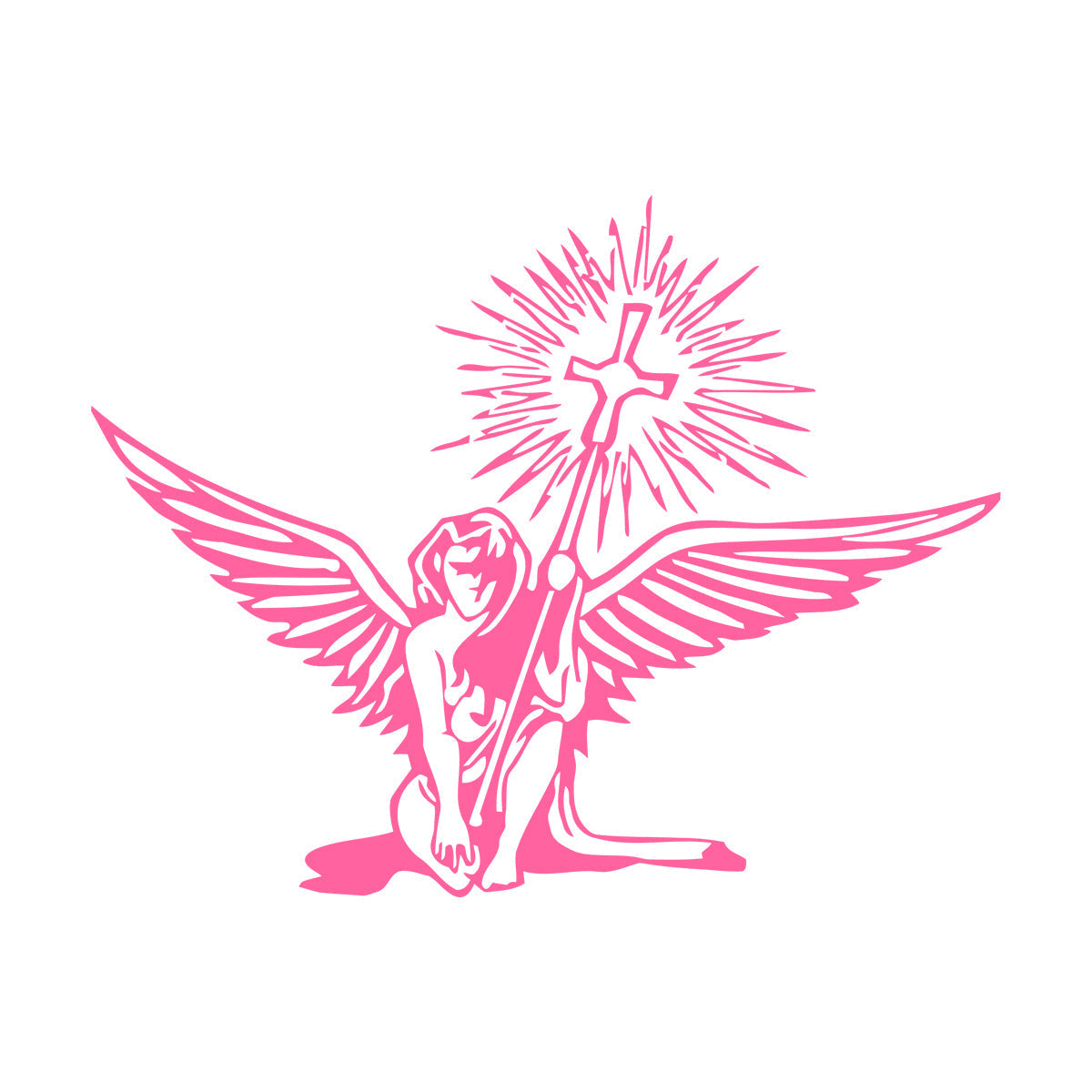 Lettering Decals Angel Holding Christian Holy Cross Religious Easy Installation