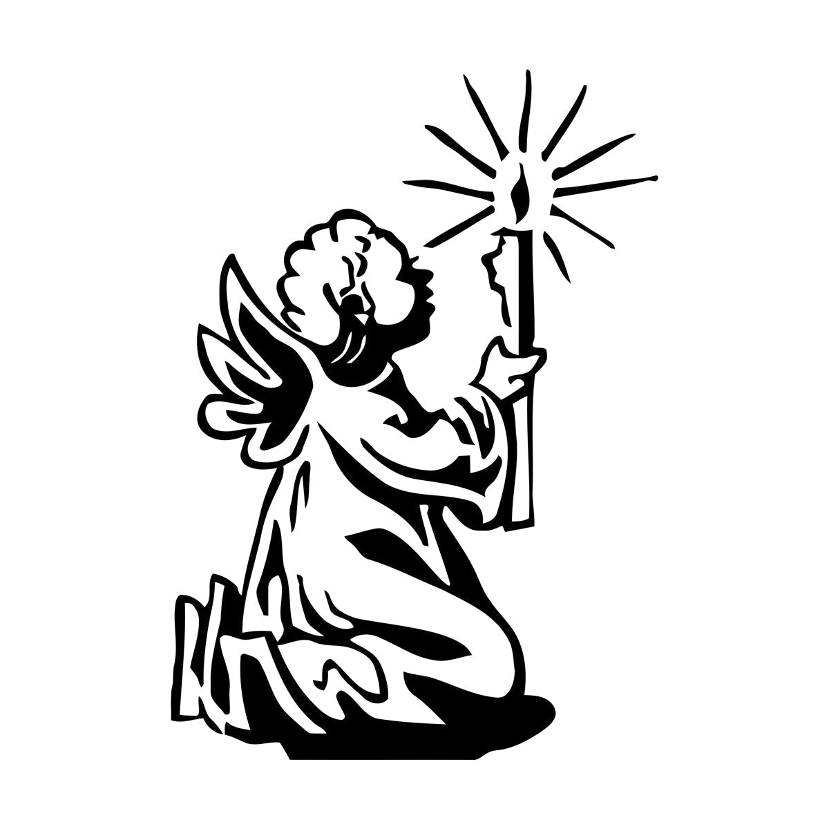 Little Angel With Candle Prayer Engraving Decals Art Decoration