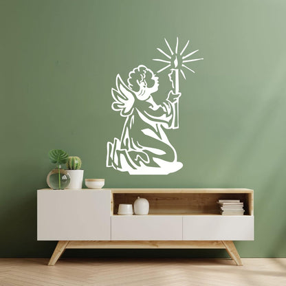 Little Angel With Candle Prayer Engraving Decals Art Decoration