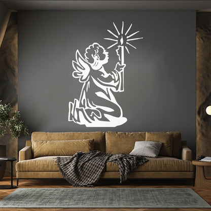 Little Angel With Candle Prayer Engraving Decals Art Decoration