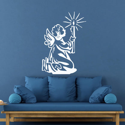 Little Angel With Candle Prayer Engraving Decals Art Decoration
