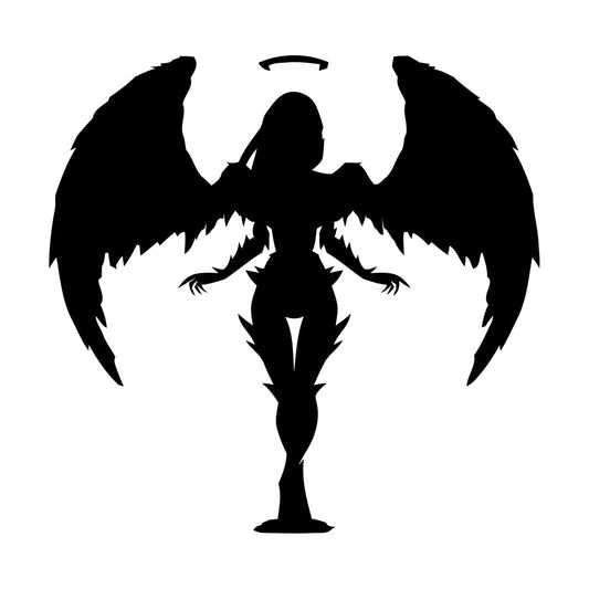 Wall Decals Pvc Abstract Angel Nimbus Appeal Girl Wings Feathers Multi Color Selection