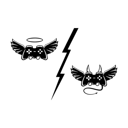 Angel Demon Game Joystick Gaming Room Lettering Stickers Equipped With Transfer Film Kit