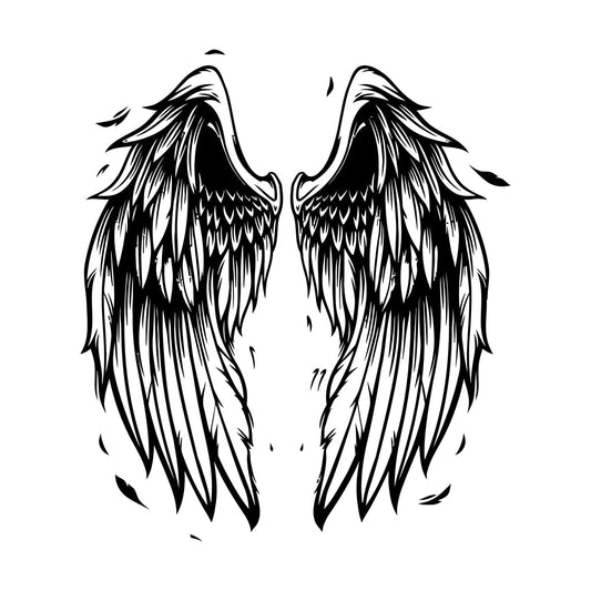 Fine Carving Stickers Angel Wings Element Tattoo Wall Beautification
