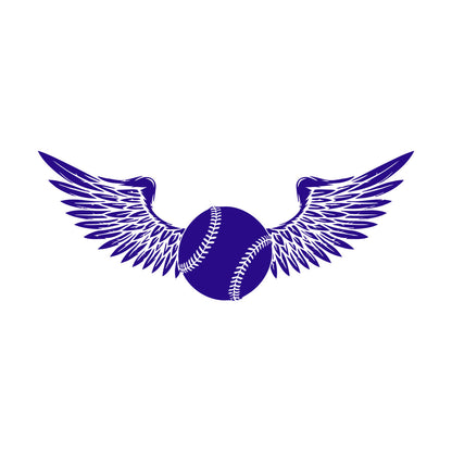 Engraving Stickers Baseball Ball Flying Angel Wings Sport Store Decoration