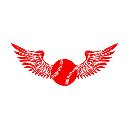 Engraving Stickers Baseball Ball Flying Angel Wings Sport Store Decoration