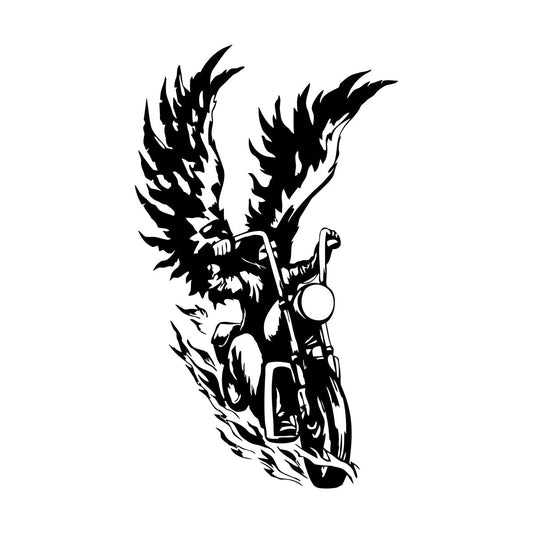 Wall Decals Pvc Bike Biker With Wings Angel Motorcycle Removable Without Leaving Glue