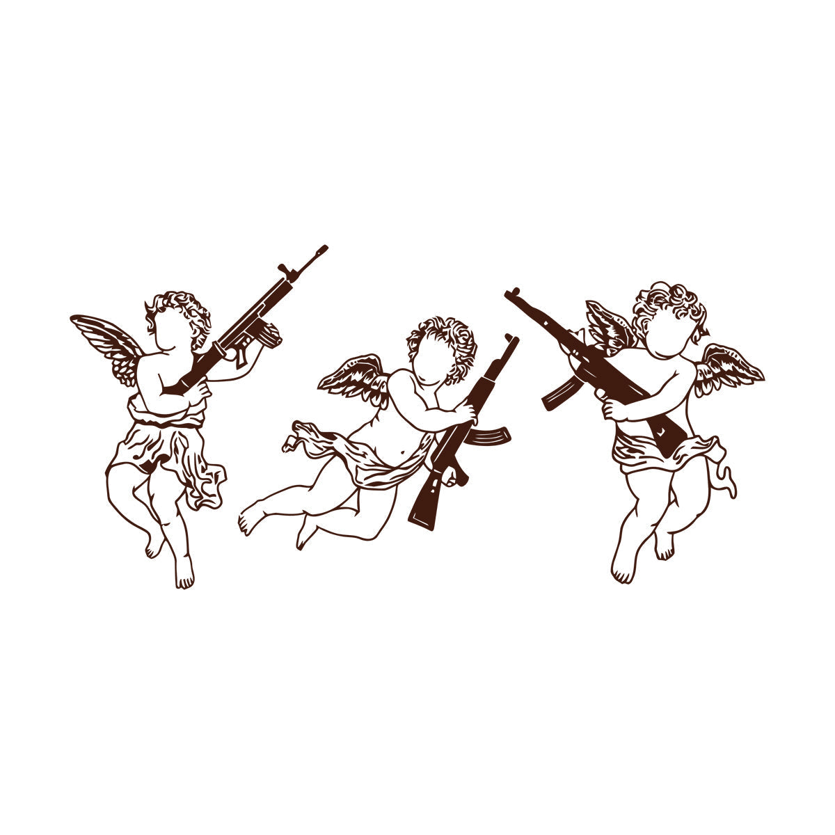 Cupid Angels Guns Automatic Weapon Wall Decals Paster Paper Do Not Damage The Wall Surface