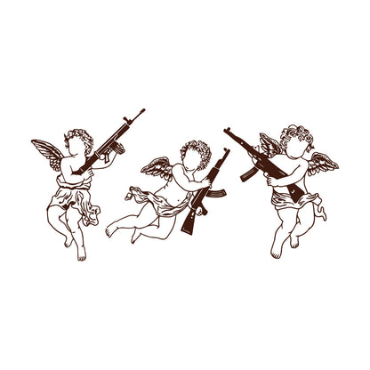 Cupid Angels Guns Automatic Weapon Wall Decals Paster Paper Do Not Damage The Wall Surface
