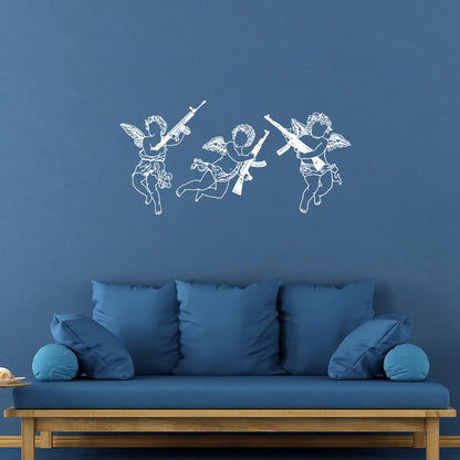 Cupid Angels Guns Automatic Weapon Wall Decals Paster Paper Do Not Damage The Wall Surface