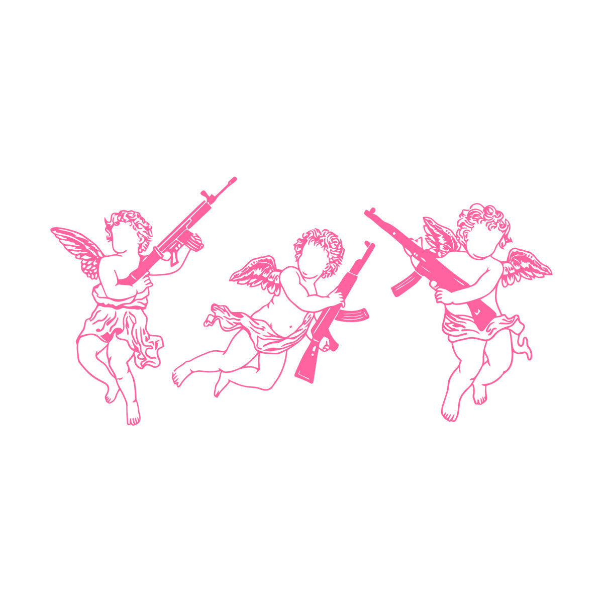 Cupid Angels Guns Automatic Weapon Wall Decals Paster Paper Do Not Damage The Wall Surface