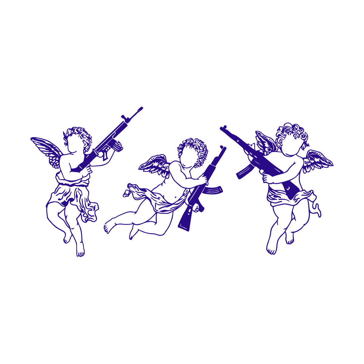 Cupid Angels Guns Automatic Weapon Wall Decals Paster Paper Do Not Damage The Wall Surface