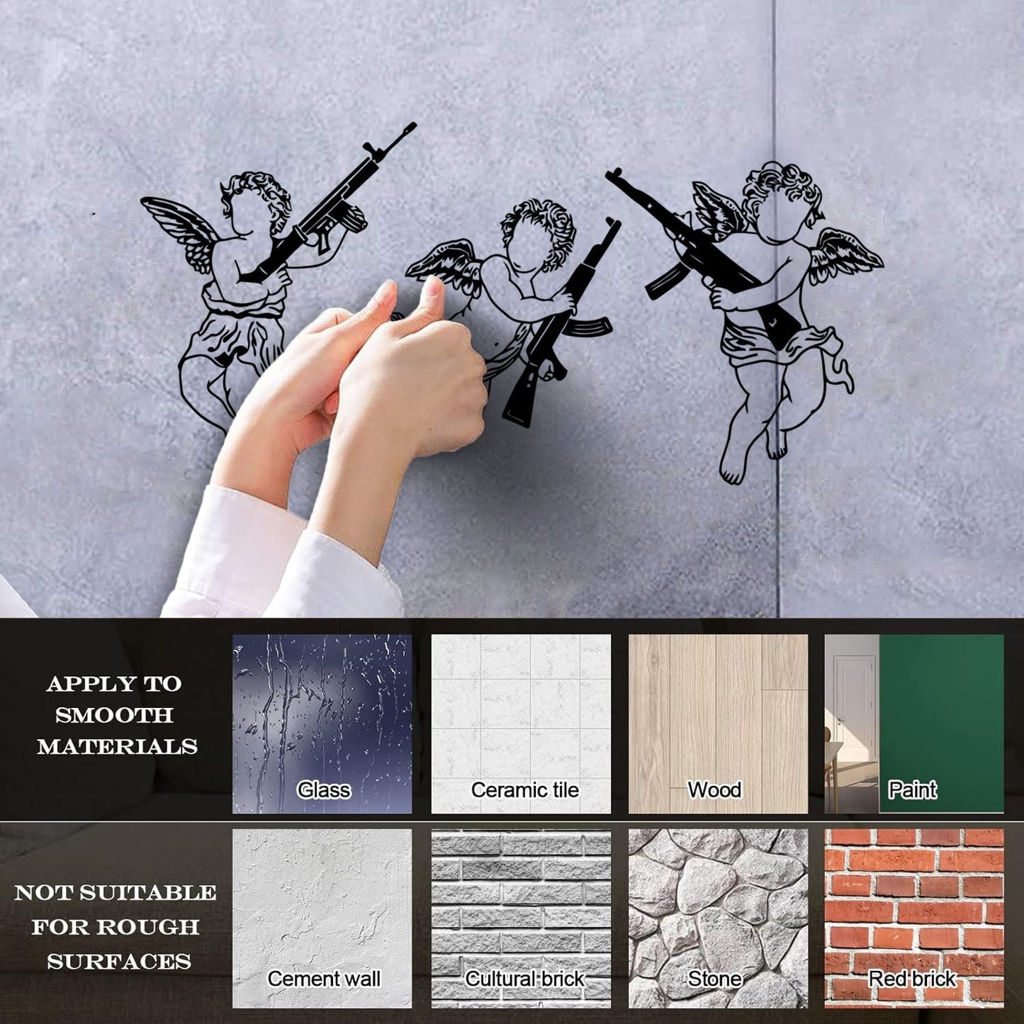 Cupid Angels Guns Automatic Weapon Wall Decals Paster Paper Do Not Damage The Wall Surface
