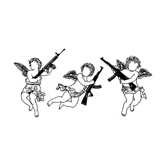 Cupid Angels Guns Automatic Weapon Wall Decals Paster Paper Do Not Damage The Wall Surface