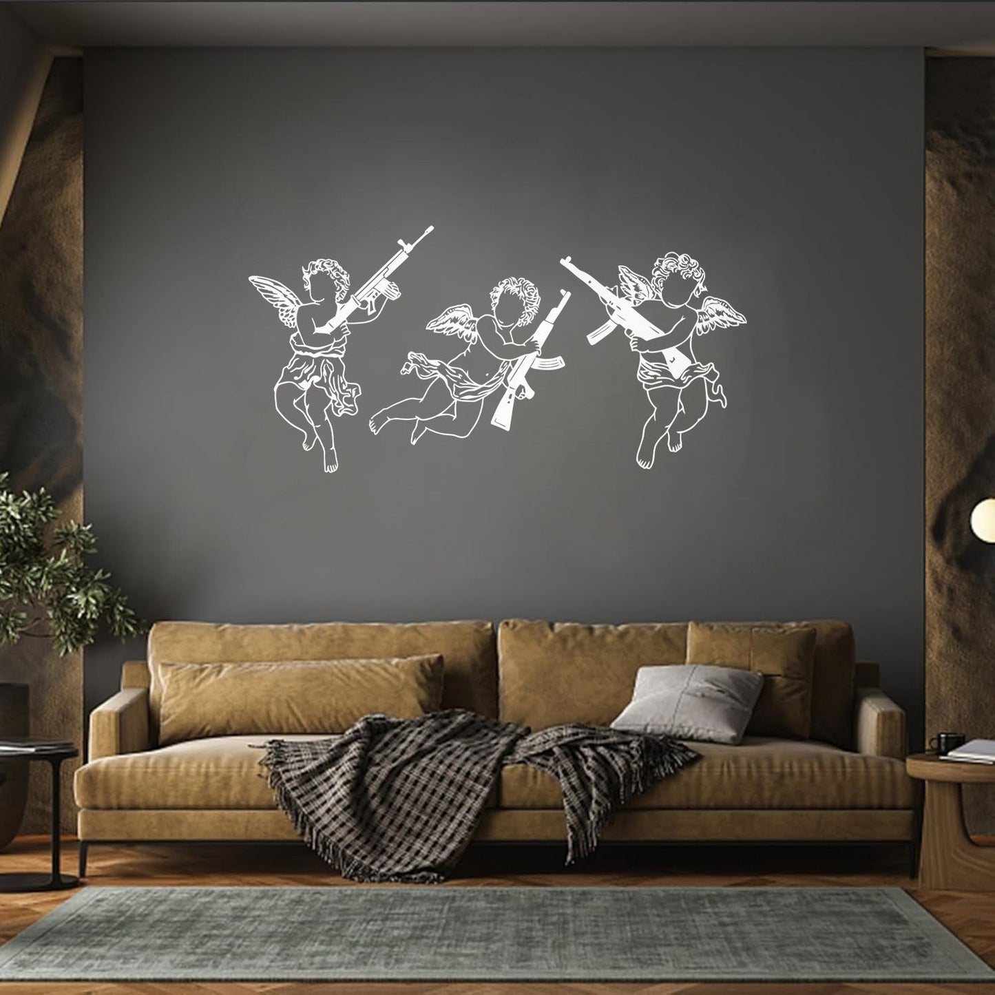 Cupid Angels Guns Automatic Weapon Wall Decals Paster Paper Do Not Damage The Wall Surface