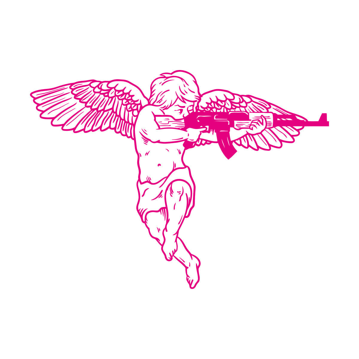 Vinyl Wall Stickers Cupid Angel With Automatic Weapon Multi Color Selection