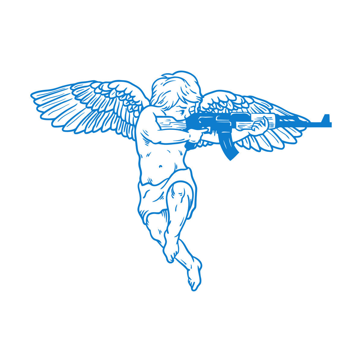 Vinyl Wall Stickers Cupid Angel With Automatic Weapon Multi Color Selection