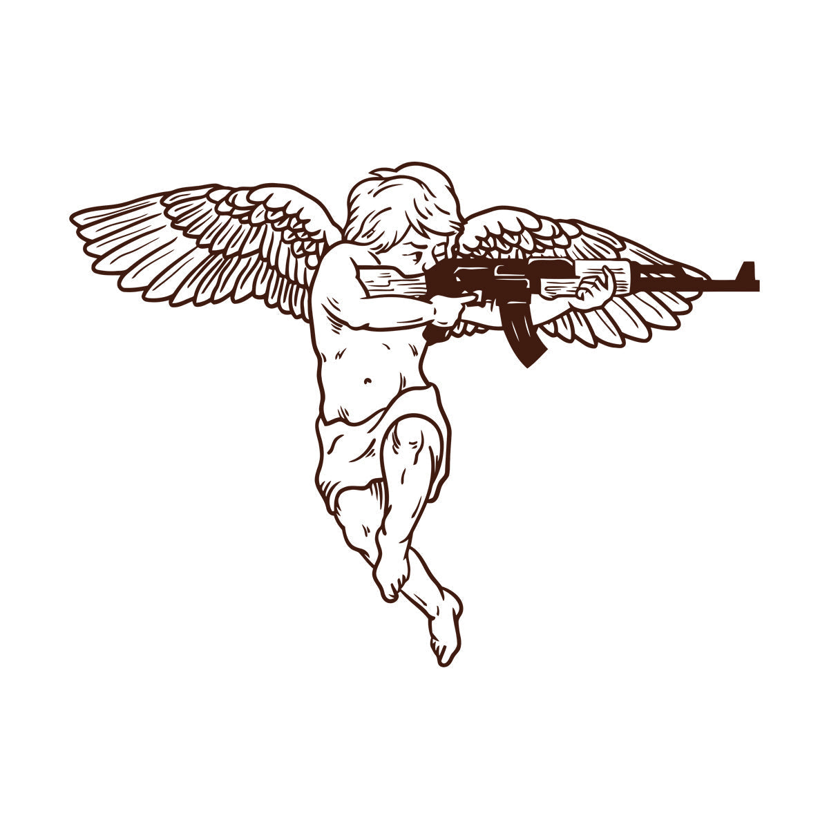 Vinyl Wall Stickers Cupid Angel With Automatic Weapon Multi Color Selection
