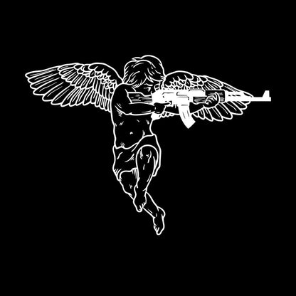 Vinyl Wall Stickers Cupid Angel With Automatic Weapon Multi Color Selection
