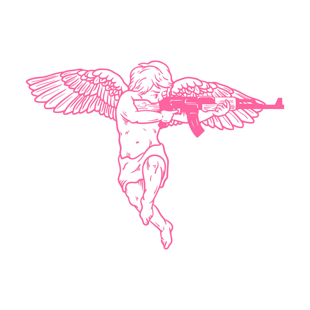 Vinyl Wall Stickers Cupid Angel With Automatic Weapon Multi Color Selection